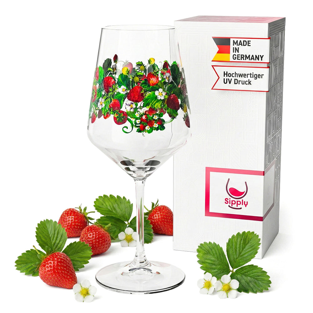 Sipply Summer Vibes aperitif glass with strawberry motif for spritzers, cocktails, and wine, 0.5 l
