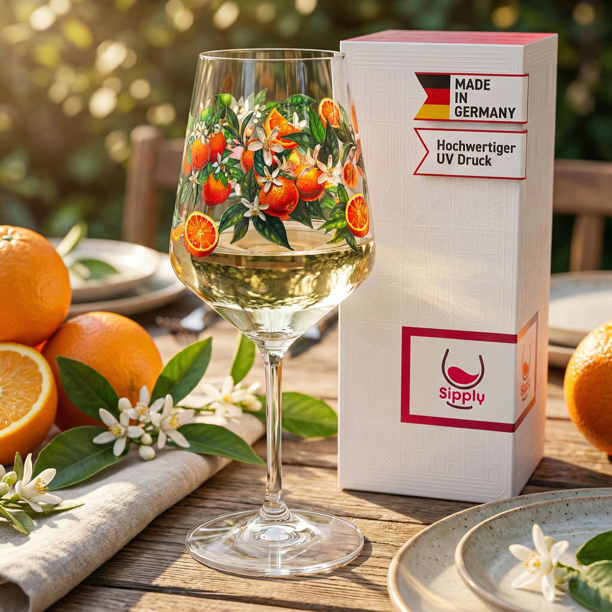 Sipply Summer Vibes aperitif glass with orange motif for spritz drinks and cocktails, 0.5 l, with transparency effect – View 3