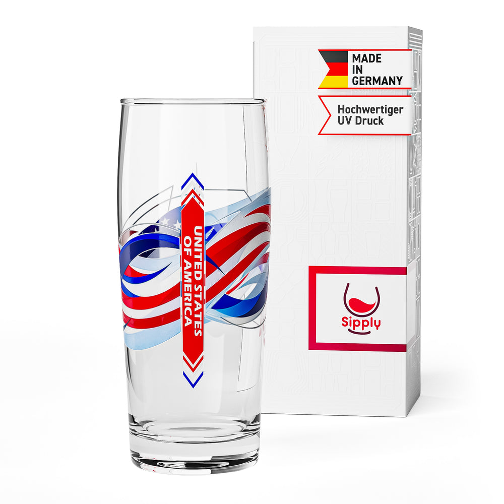 Sipply Willibecher Beer Glass, 0.5 L, Featuring Your Country's Flag: USA