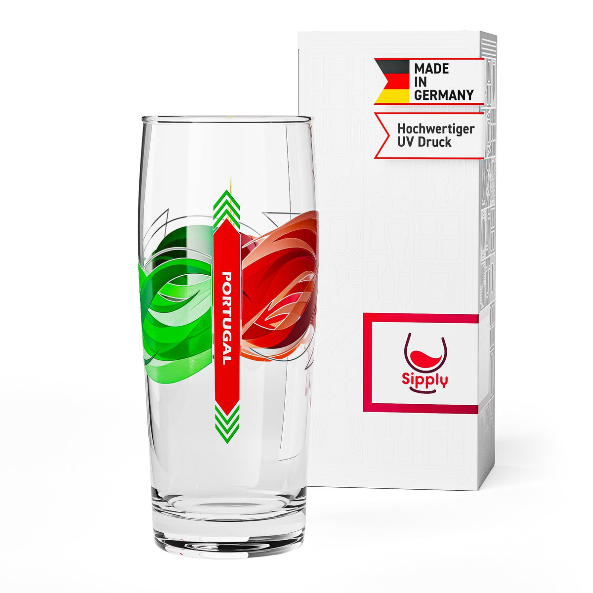 Sipply Beer Glass Willibecher 0.3l with Your Country Flag Portugal