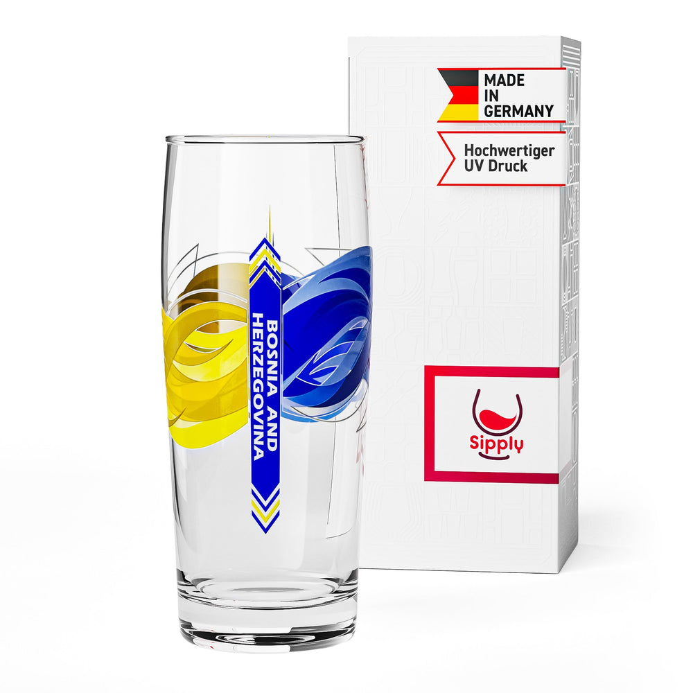 Sipply Beer Glass Willibecher 0.3l with Your National Flag Bosnia-Herzegovina