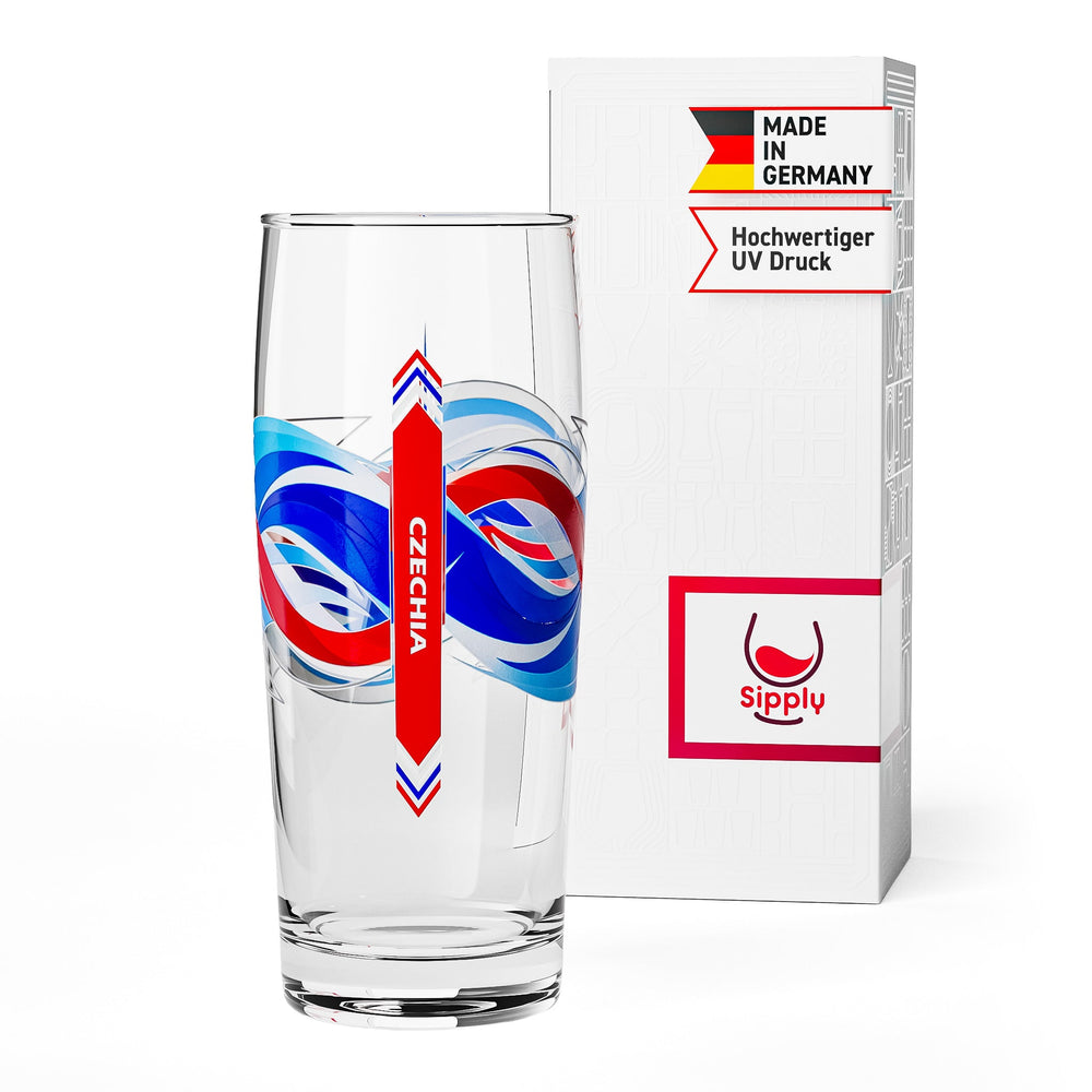 Sipply Beer Glass Willibecher 0.3l with Your Country Flag Czechoslovakia