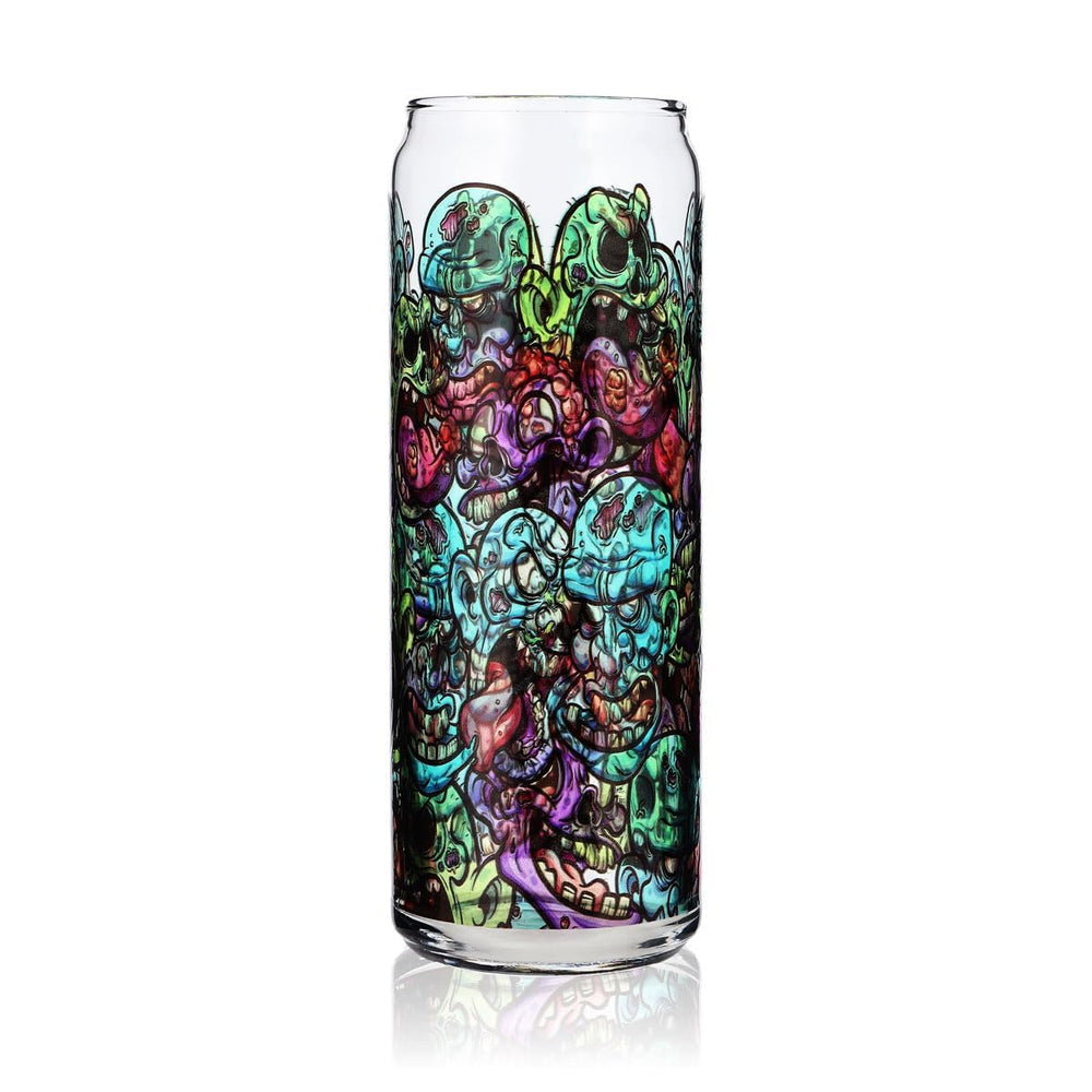 Sipply Drinking Glass with Halloween Design Doodle Zombie Icons as UV Print Can Glass 370ml
