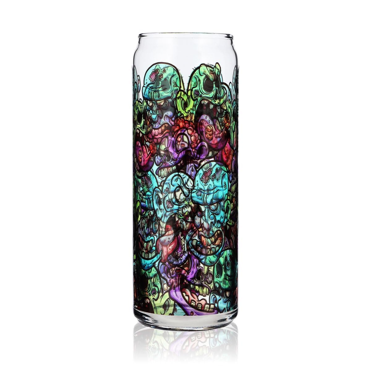 Sipply Drinking Glass with Halloween Design Doodle Zombie Icons as UV Print Can Glass 370ml
