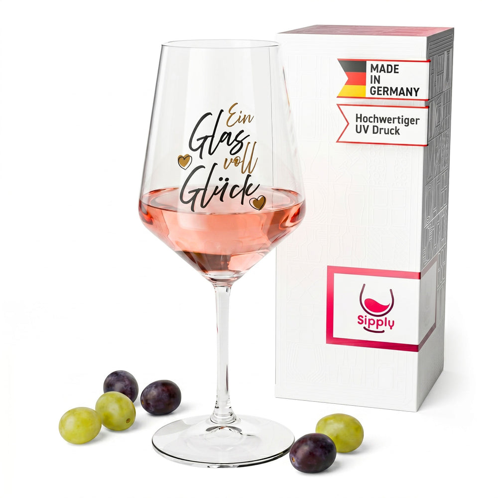 Sipply Wine Glass with Saying "A Glass Full of Happiness" 0.5 L