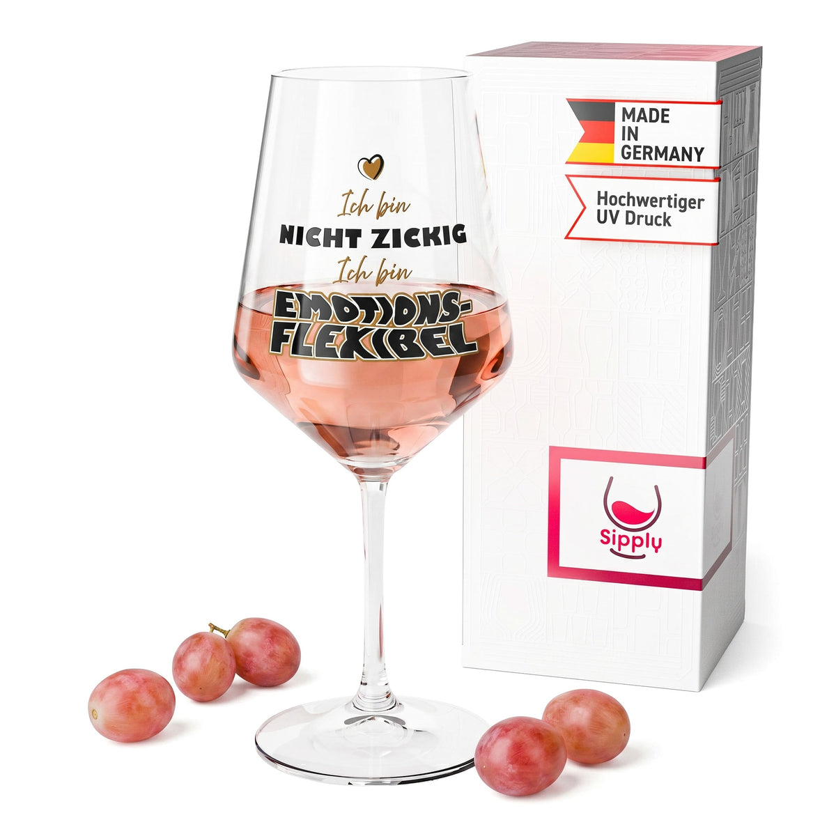 Sipply Wine Glass with "Emotionsflexibel" Saying, 0.5 L