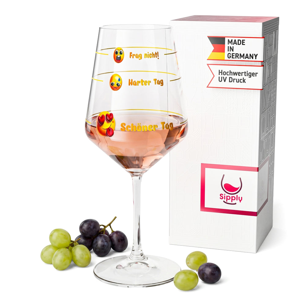 Sipply Wine Glass with Saying "Don't Ask" – "Tough Day, Beautiful Day" with Emoji – 0.5 L
