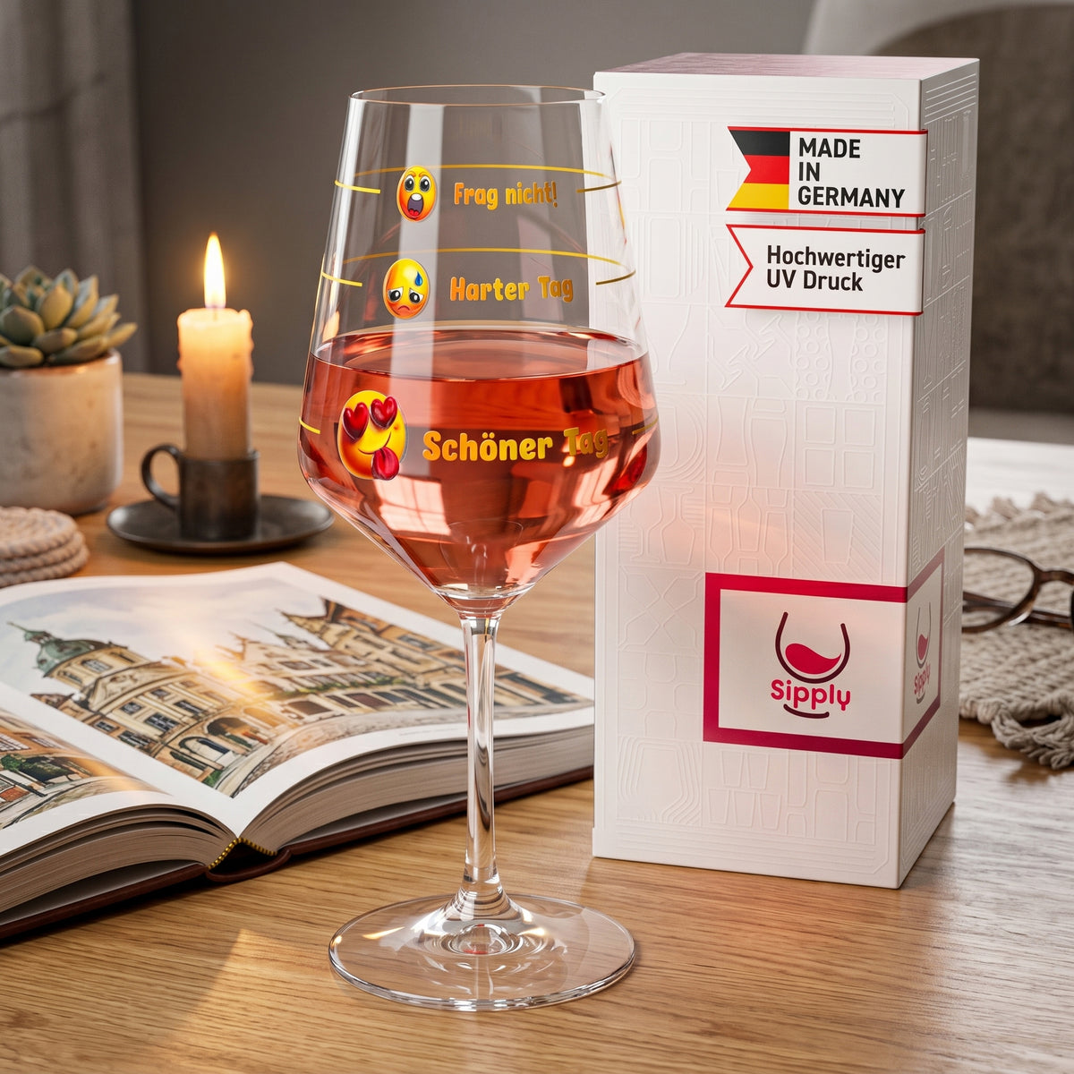 Sipply Wine Glass with Saying "Don't Ask" – "Tough Day, Beautiful Day" with Emoji – 0.5 L – View 3