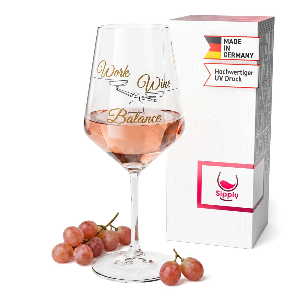 Sipply Wine Glass with "Work Wine Balance" Saying, 0.5 L