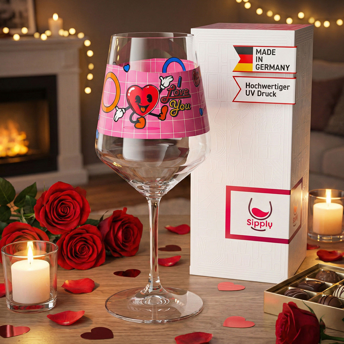 Sipply Wine Glass for Valentine's Day "I Love You" Heart Gift 0.5l – View 3