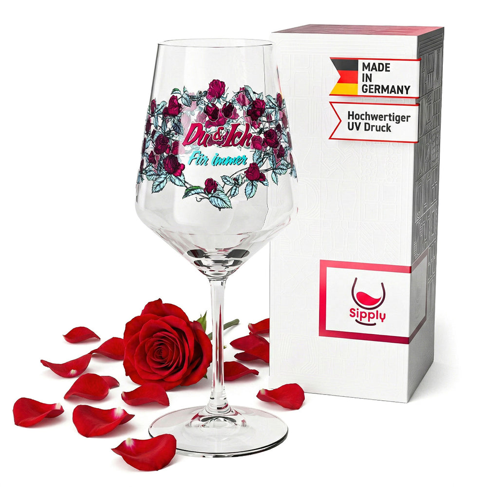 Sipply wine glass for Valentine's Day Rosary "You & Me Forever" 0.5l with transparency effect