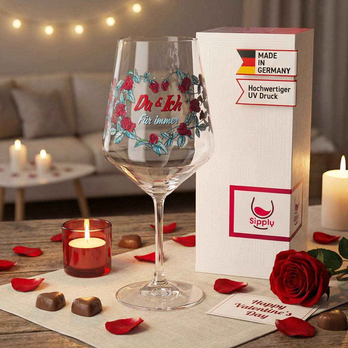 Sipply Valentine's Day Wine Glass "You & Me Forever" 0.5 L – View 3