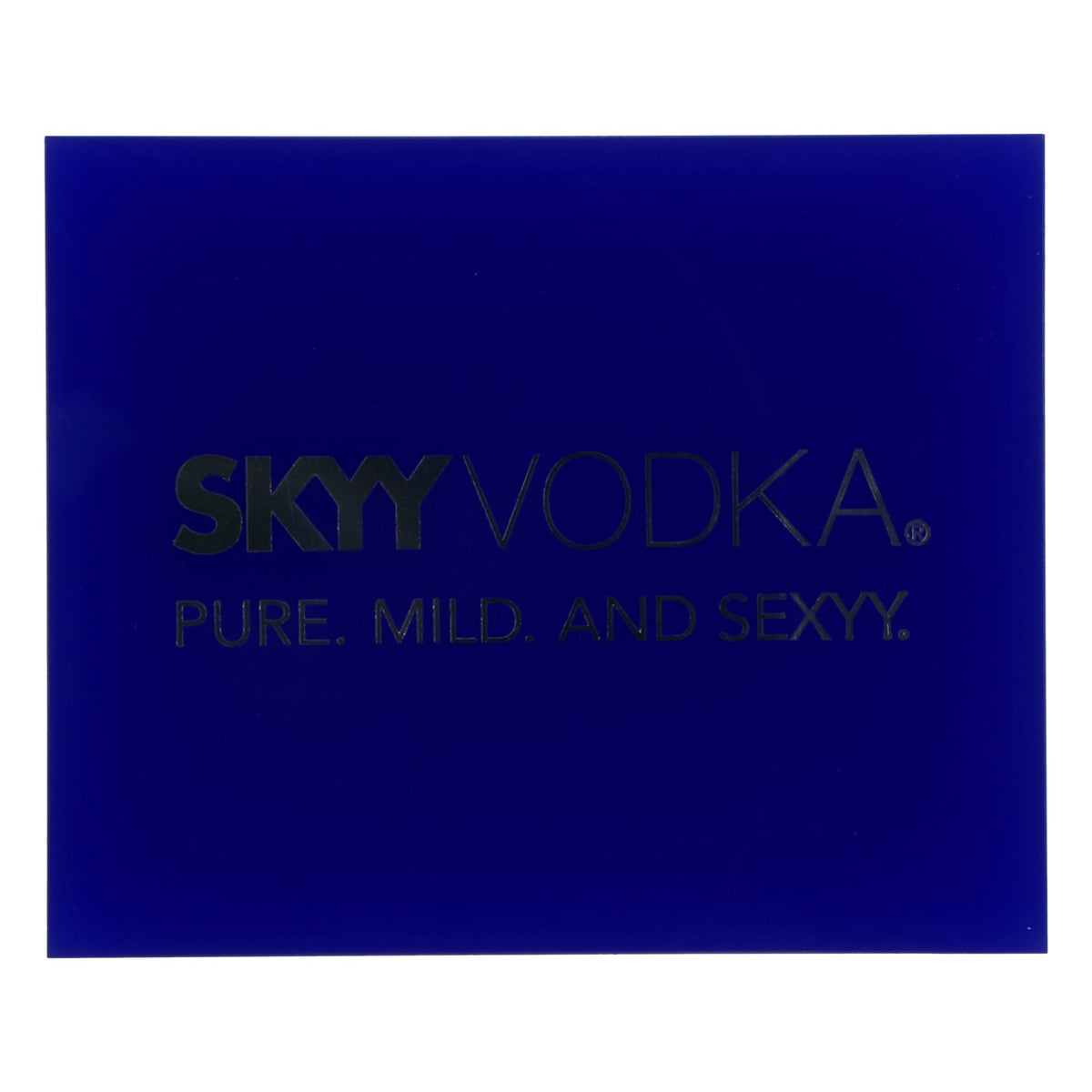 Skyy Vodka Coaster Glass Coaster Silver Lettering Blue – View 2