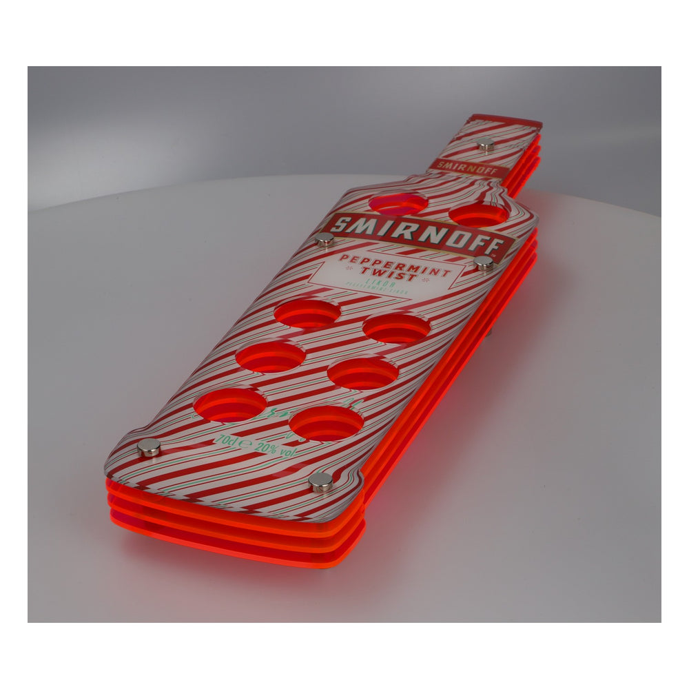 Smirnoff Peppermint Twist Shot Board Serving Tray  8 Shots Bar Decor
