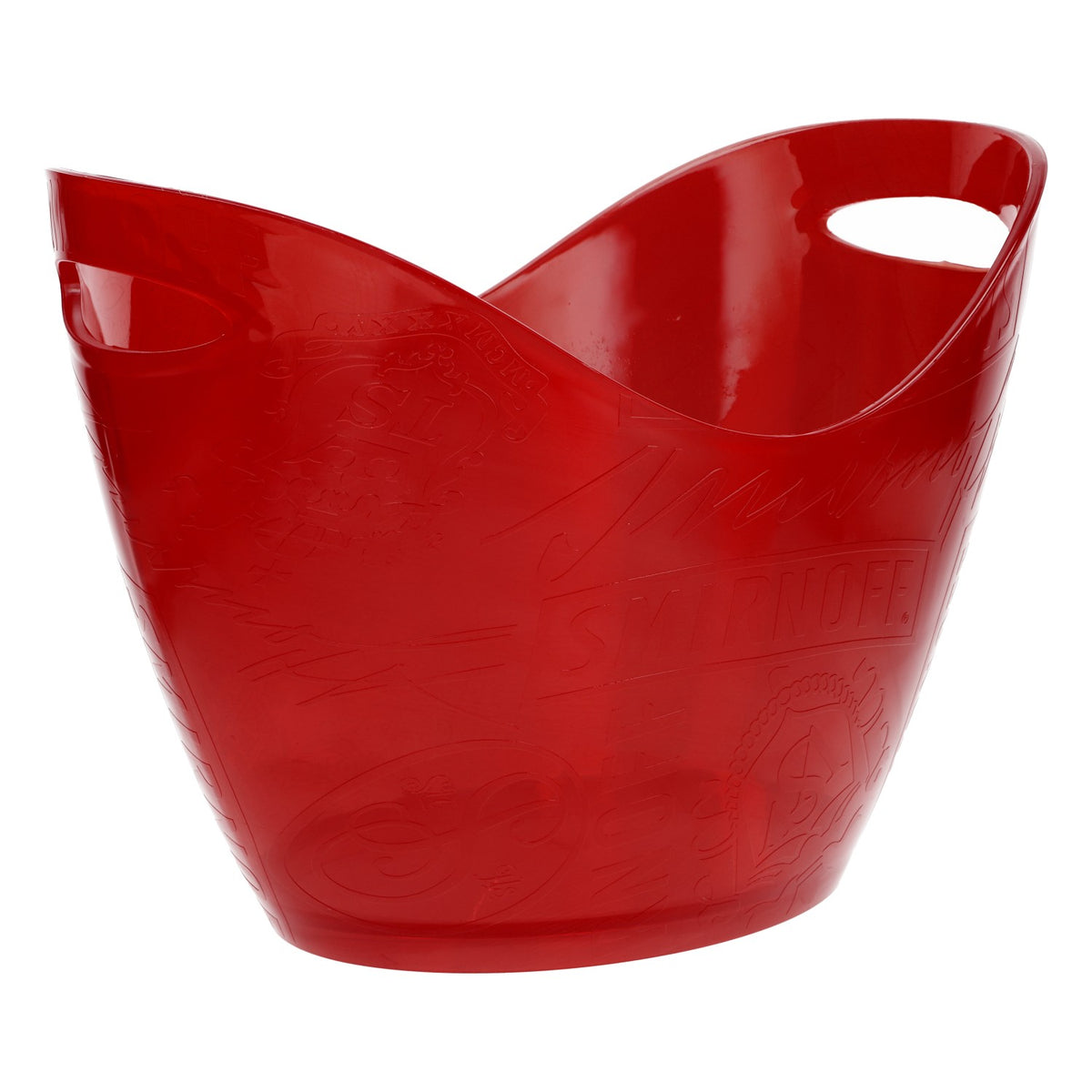 Smirnoff Vodka Bottle Cooler Ice Bucket Red Transparent Embossed Bar