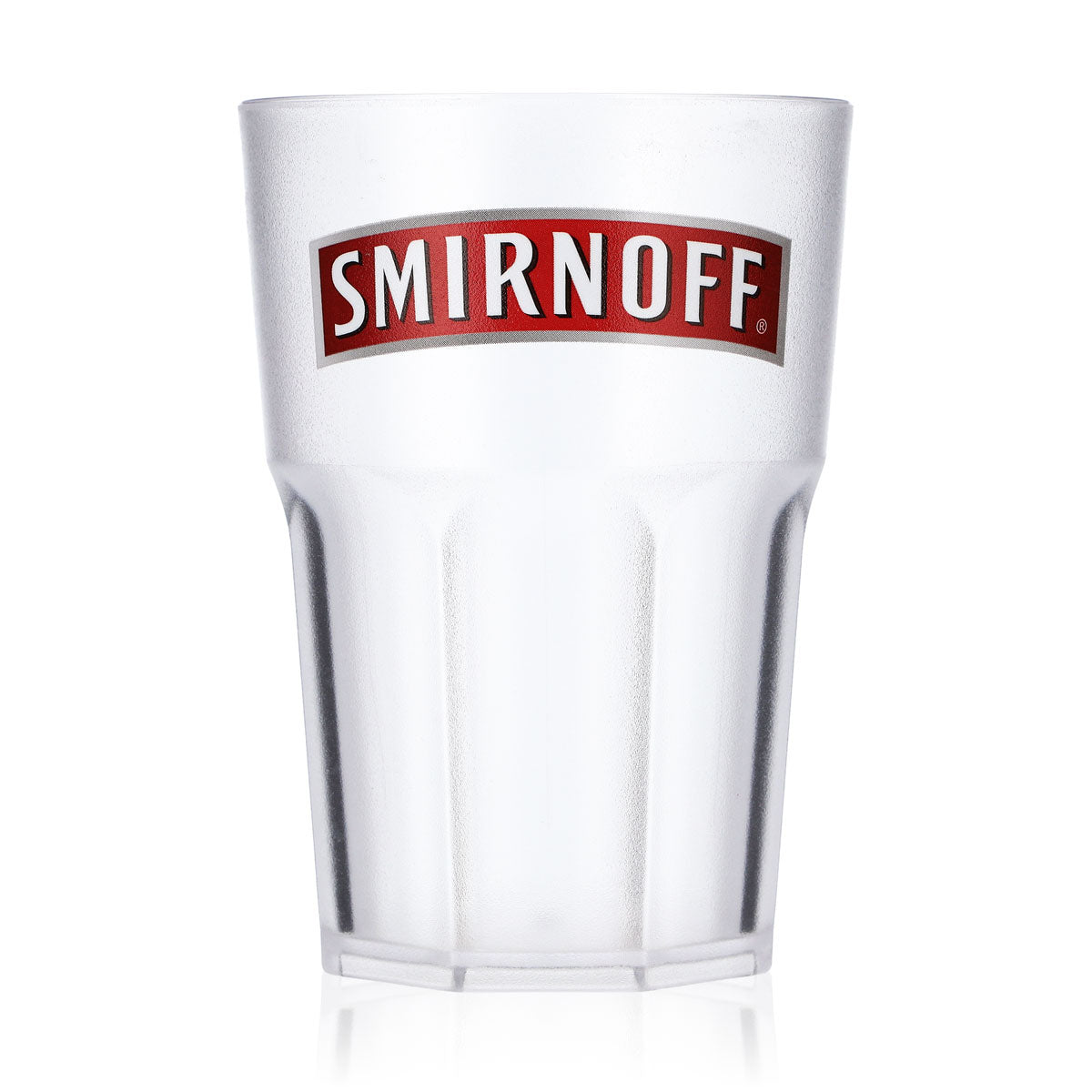 Smirnoff Vodka glass reusable cup, plastic, 0.43 l, embossed wide red logo
