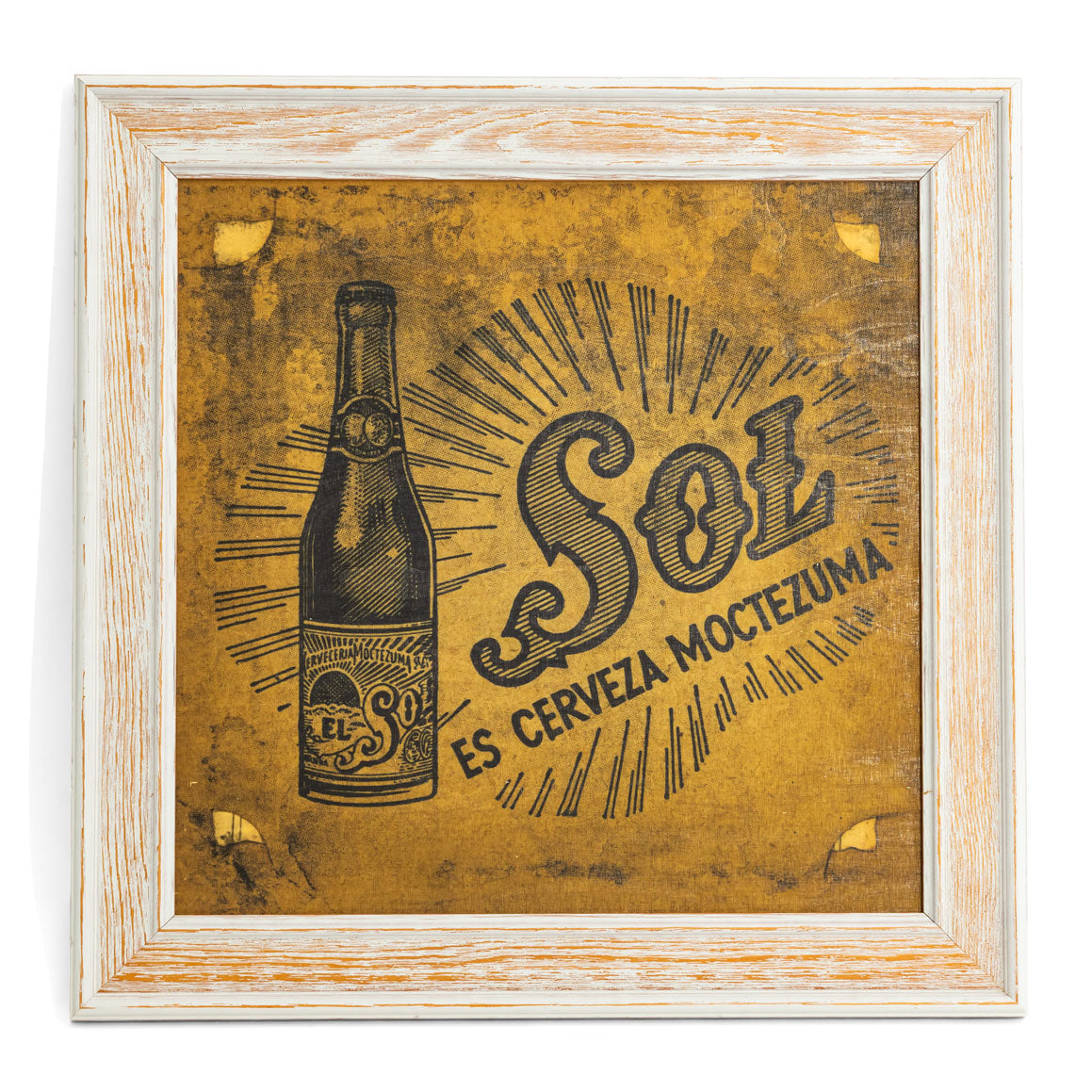Sol Beer Picture Wooden Frame Wall Art Wall Decoration "Bottle" 50x50 cm