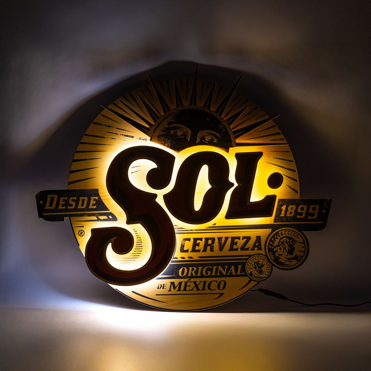 Sol Beer Real Wood LED Neon Sign Illuminated Advertising "Cerveza 1899" – View 5