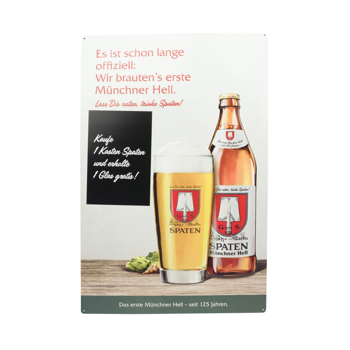 Spaten Beer Tin Sign 60x40cm Munich Hell Board Wall Decoration Sign Enamel Bar