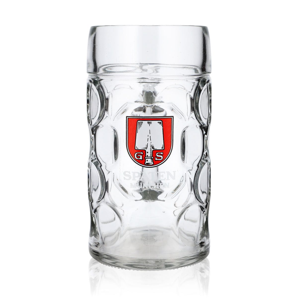 Spaten Beer Glass 1L Mug, Contoured, B-Grade, Used, Beer Mug, Seidel, Humpen