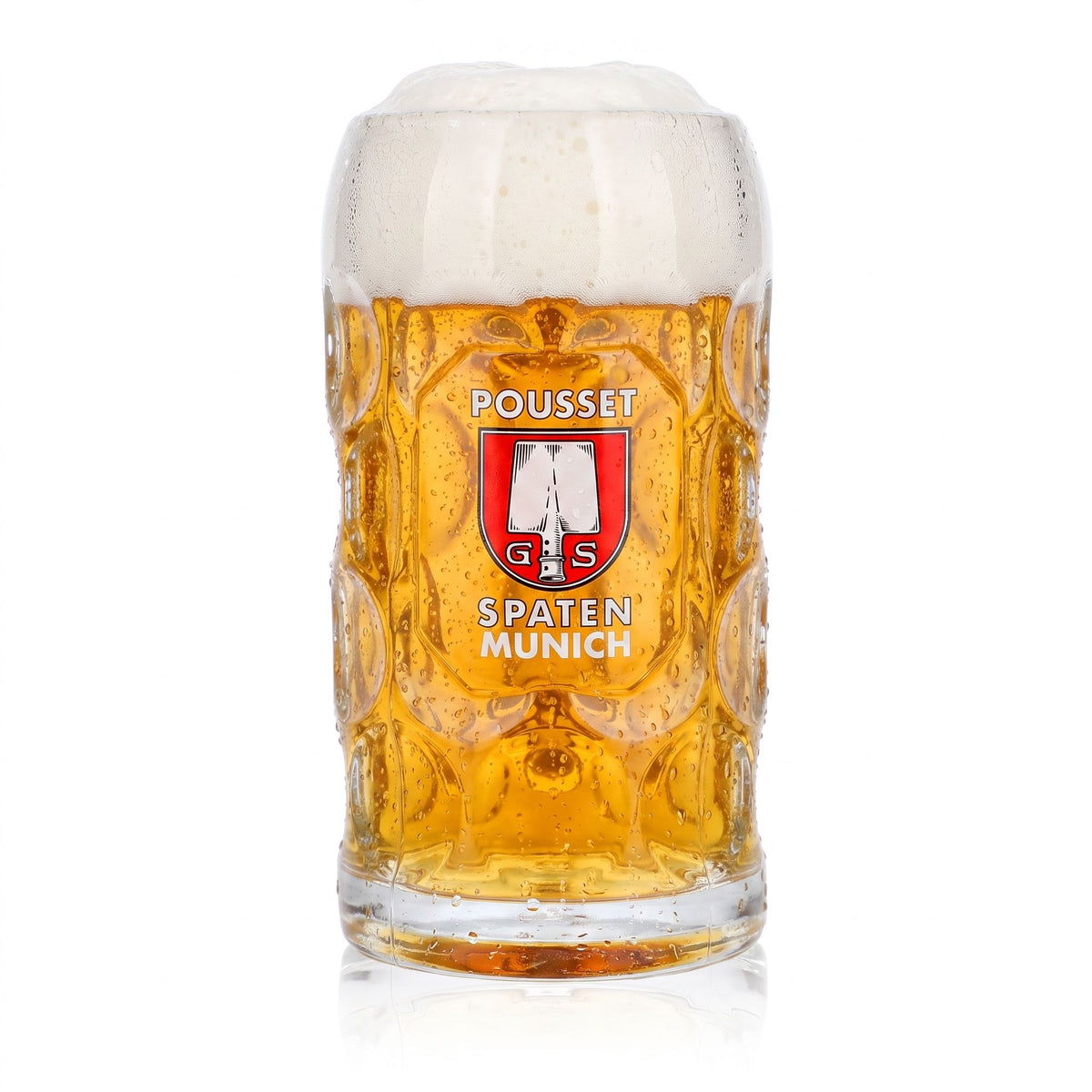 Spaten Beer Glass, 1-Liter Mug, Pousset Munich Relief Beer Mug, Seidel, Humpen