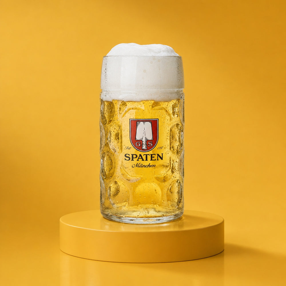 Spade beer mug, 1.0 l, handle glasses, tankard, Seidel, Bavarian folk festival, brewery