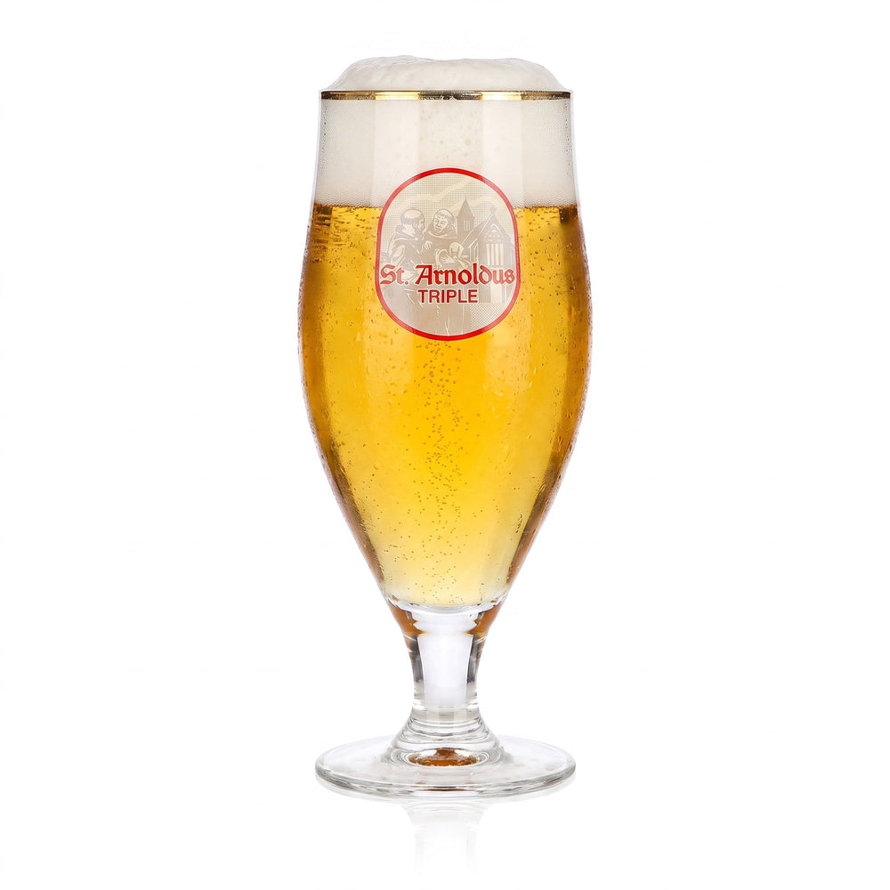 St. Arnoldus Beer Glass, 0.4 L, Tulip-Shaped, Triple Gold Rim
