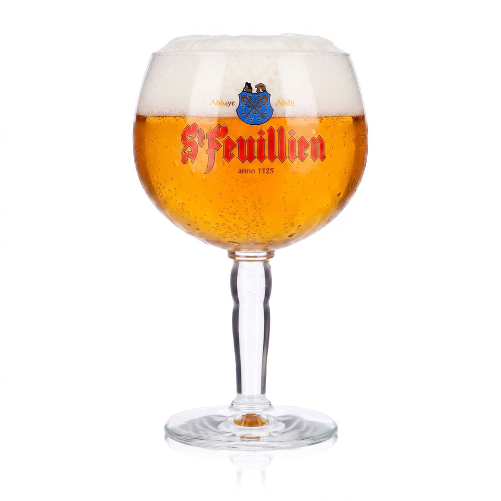 St. Feuillien Beer Glass, 0.33 L, Goblet, Balloon-Shaped, Engraved Design