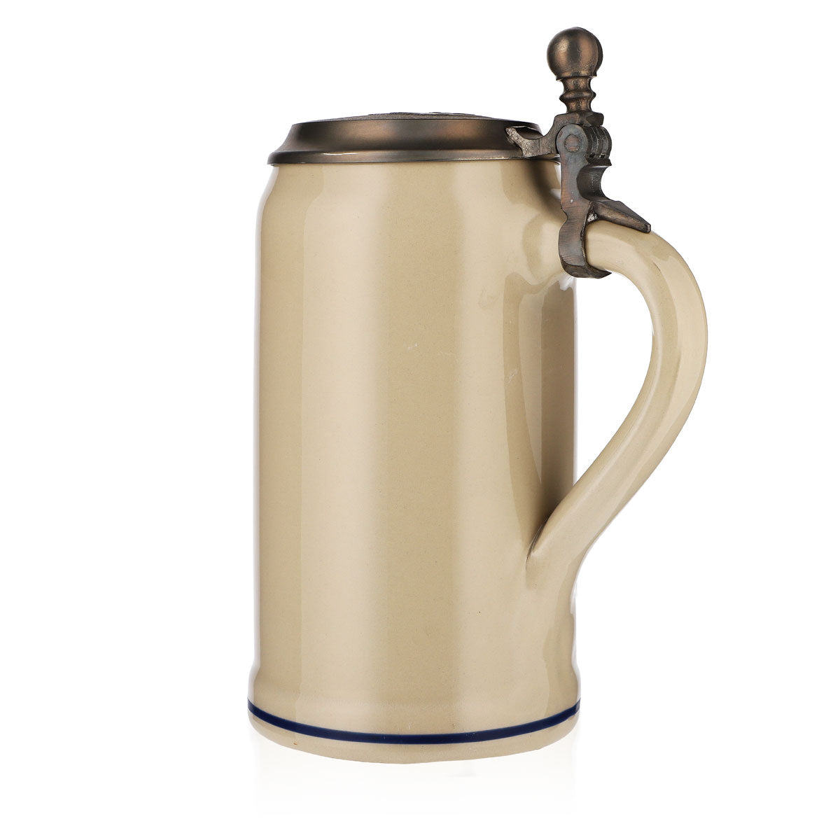 Stoneware beer mug, 1.0 l, clay jug, Oktoberfest Munich 2009, with pewter lid – View 4