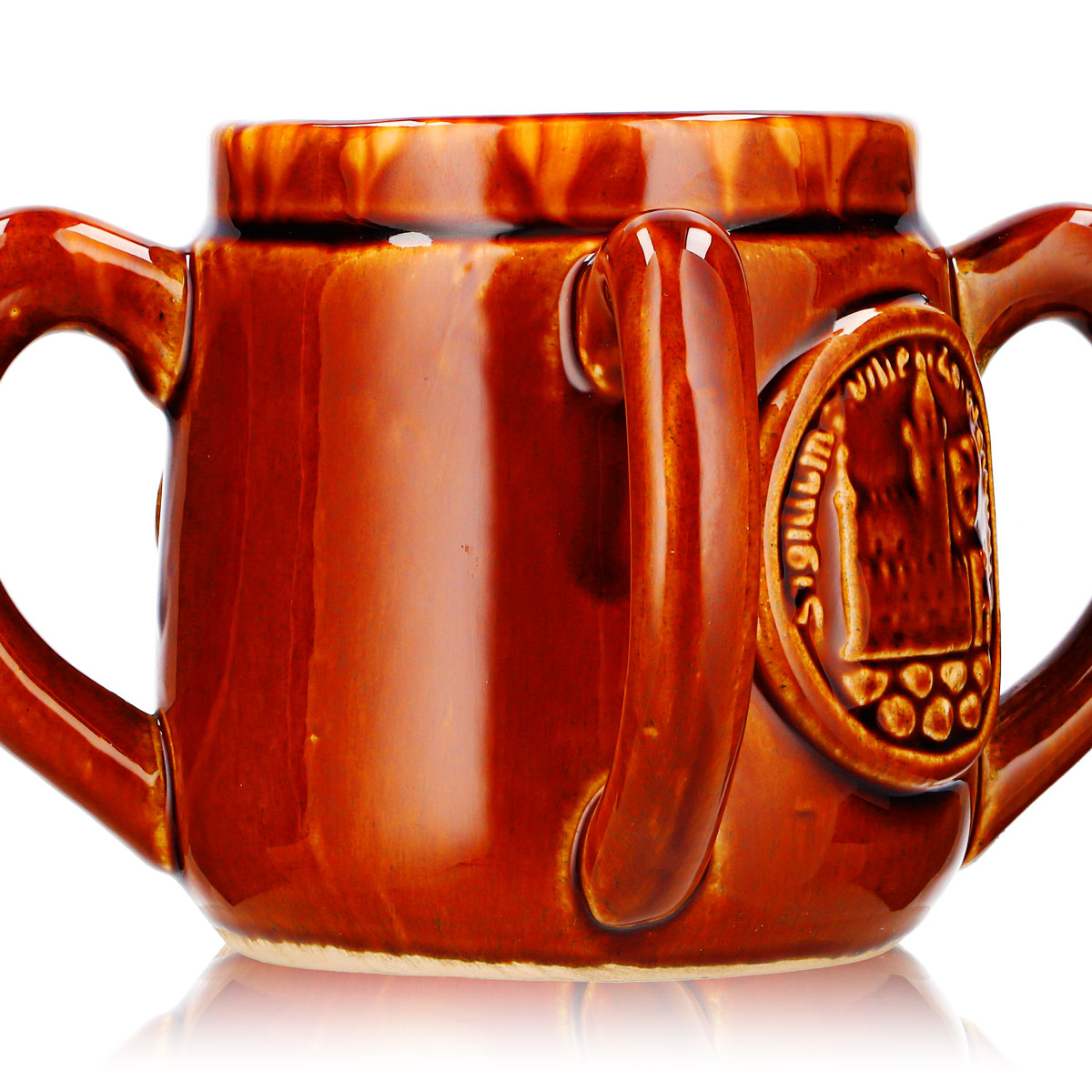 Steinlager Beer Glass Clay Jug Beer Mug 0.43 L Four Handles CRF Stoneware – View 3