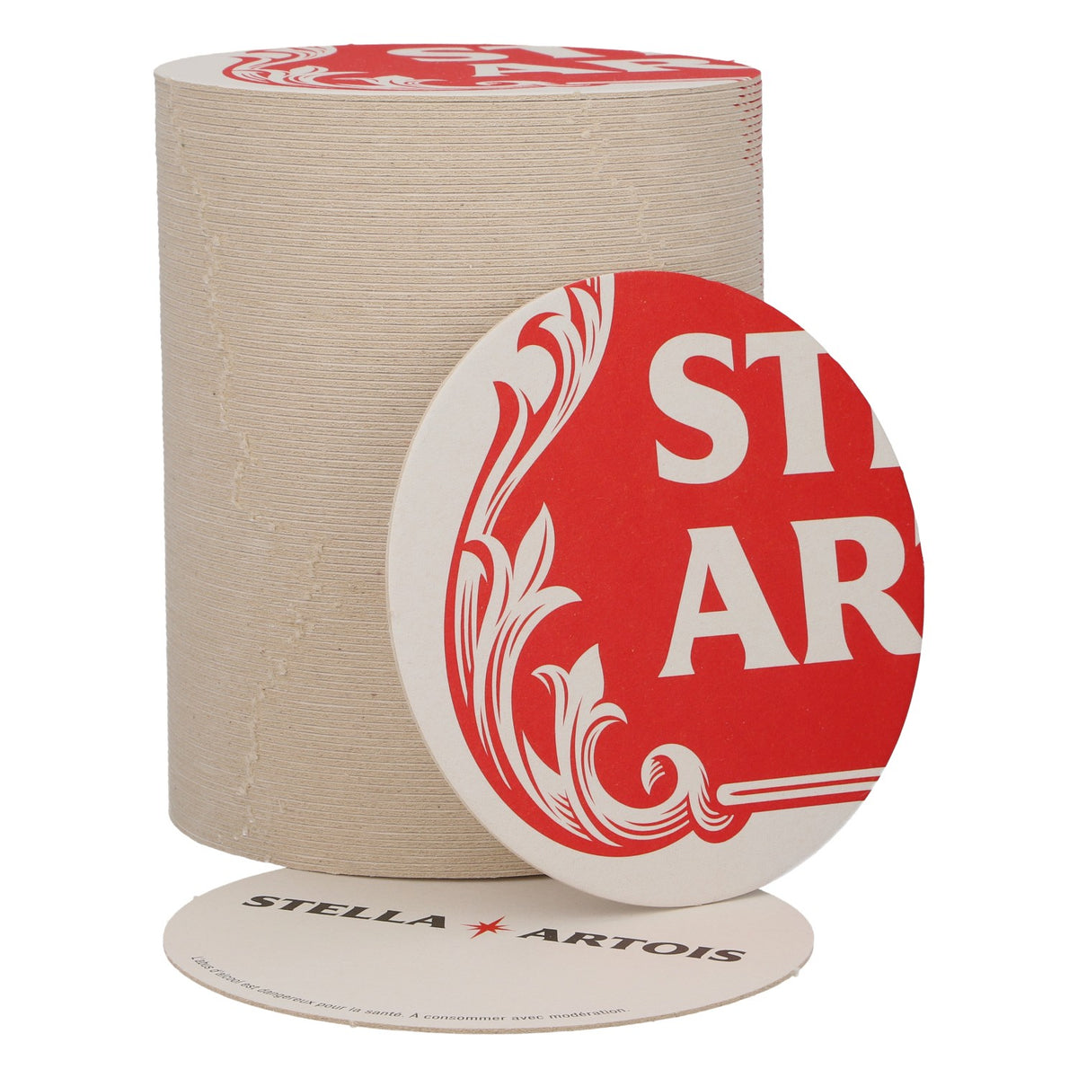 Stella Artois Beer Coaster, 10.5 cm in diameter, new, paper, red