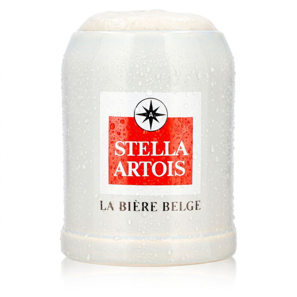 Stella Artois Beer Glass, 0.5 L, Earthenware Mug with Large Logo, Earthenware