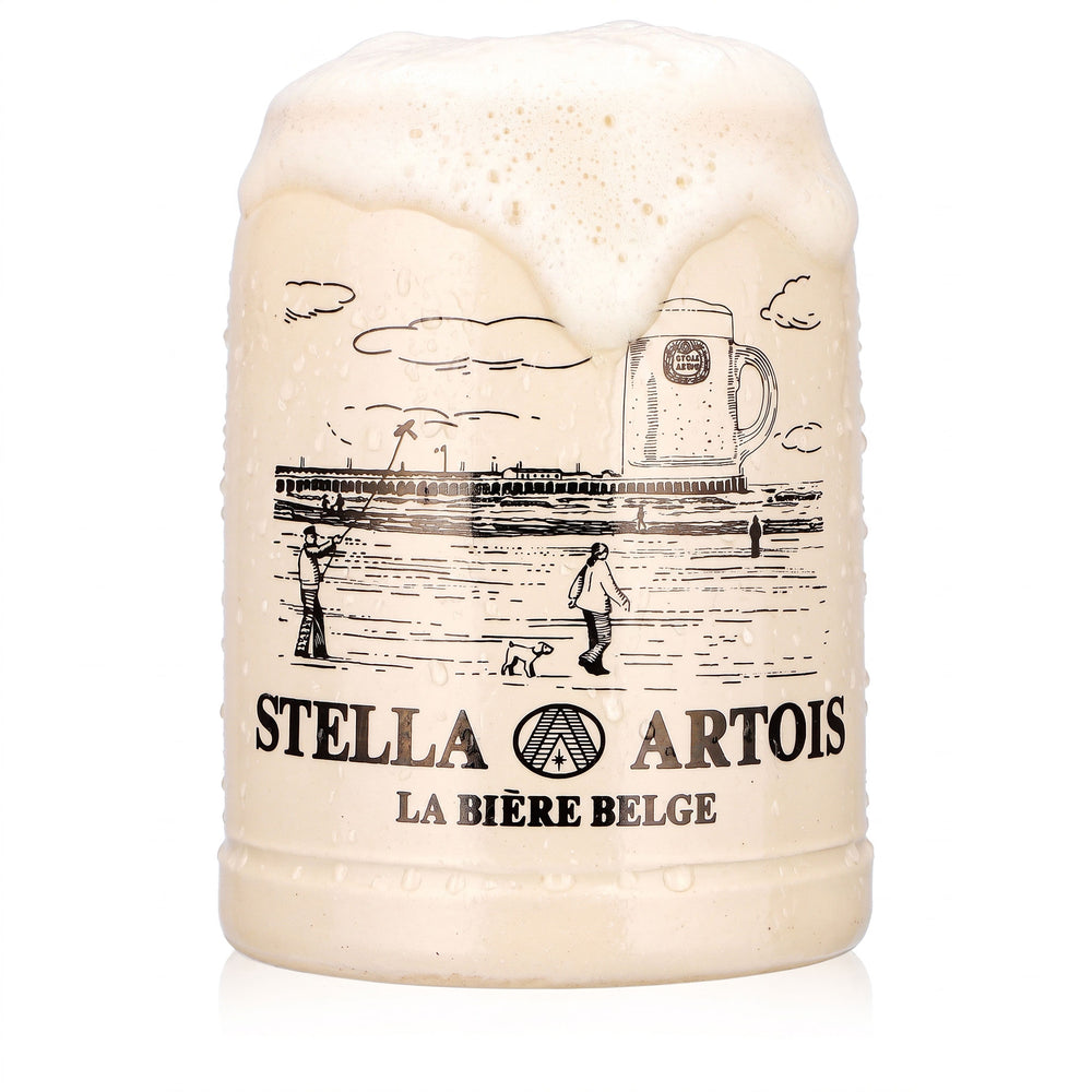Stella Artois Beer Glass Clay Mug Beer Mug 0.5 L Beach Motif La Bière Belge Clay