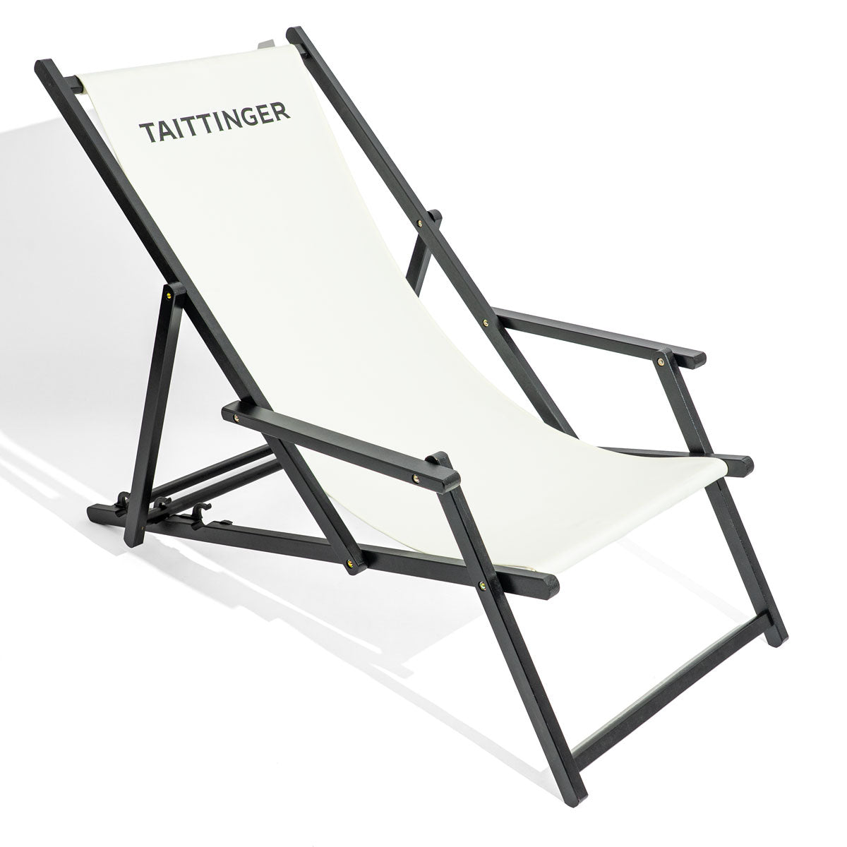 Taittinger Champagne Deck Chair Beach Chair Lounger Beech Wood White