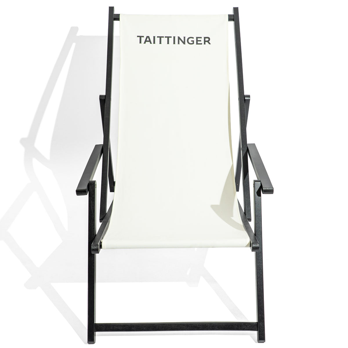 Taittinger Champagne Deck Chair Beach Chair Lounger Beech Wood White – View 2