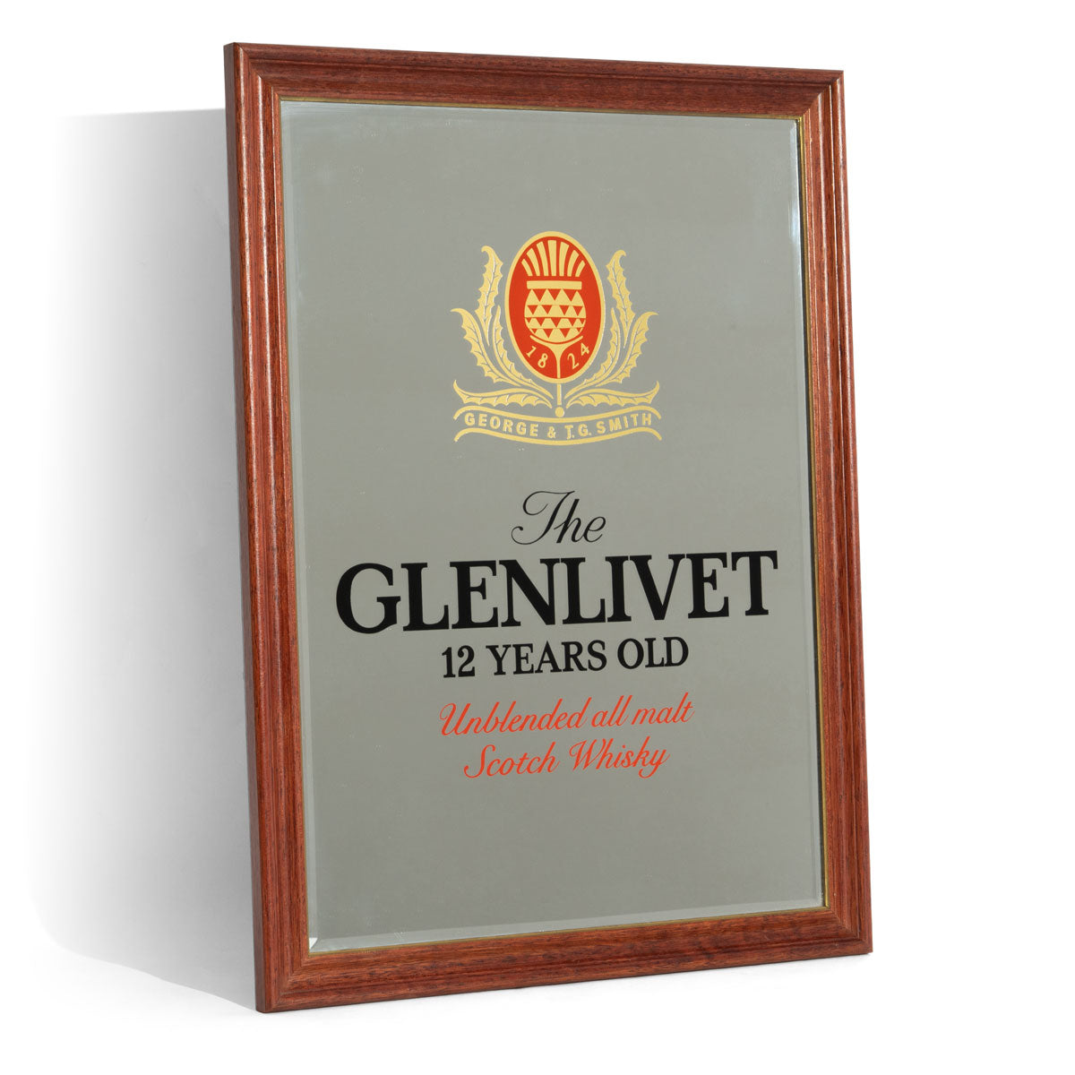 The Glenlivet Whiskey Mirror Advertising Mirror Bar Accessories Wall Decoration Brown Frame