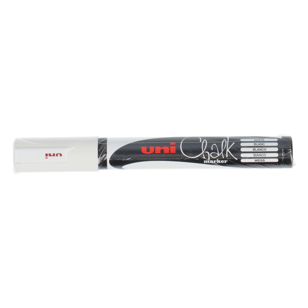 uni Chalk Pencil White ChalkGlass Marker Medium Bullet Tip PWE-5M Blackboard
