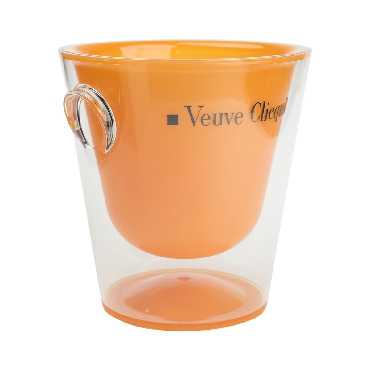 Veuve Clicquot Champagne Bottle Cooler Ice Cube Container Single Round Orange with Transparent Exterior – View 3