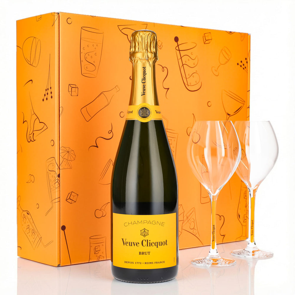 Veuve Clicquot Champagne Gift Set 0.75l 12.5% + Flute 0.1l yellow stem I Orange