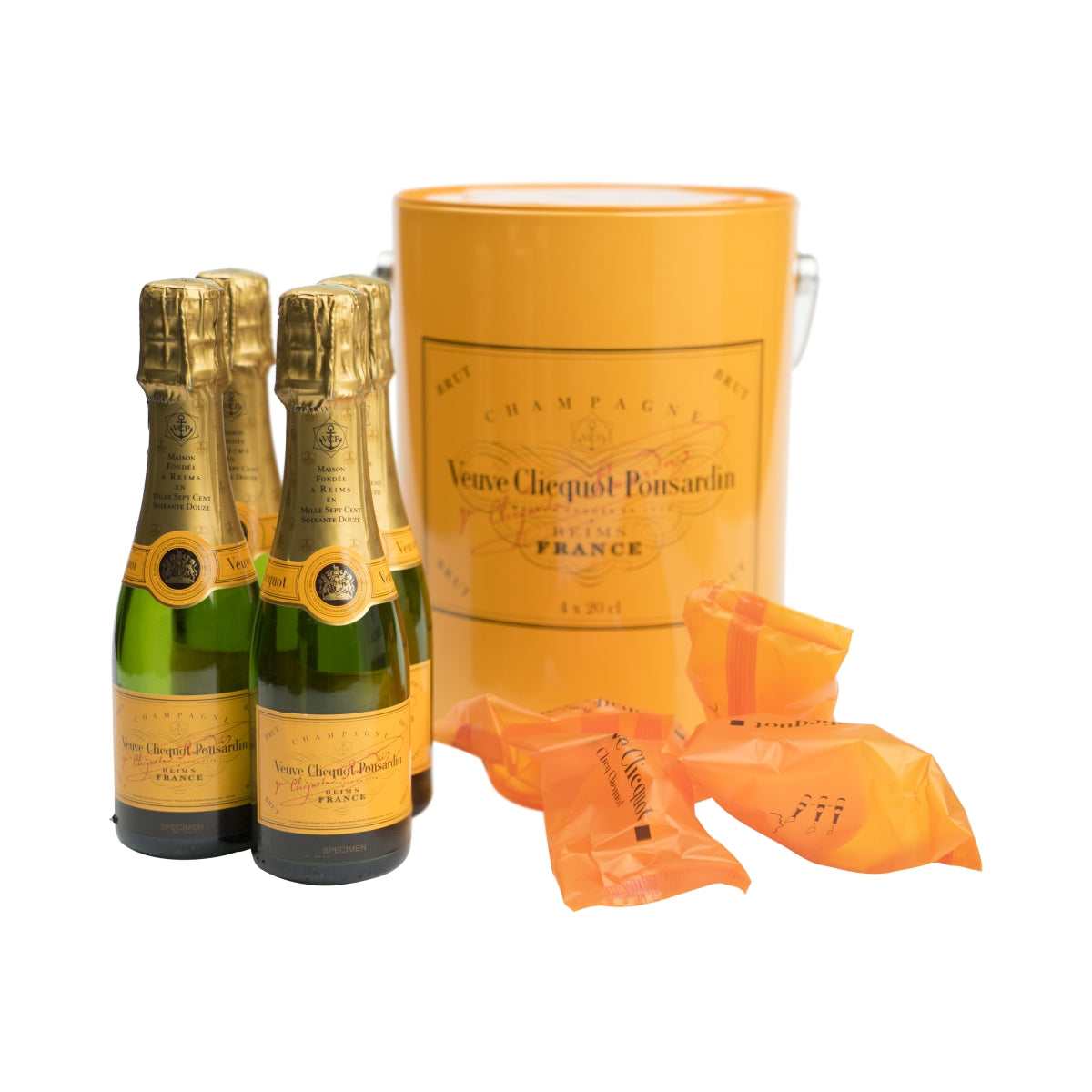 Veuve Cliquot Champagne Paint Box 4x20cl display bottles EMPTY + pourer decoration bar