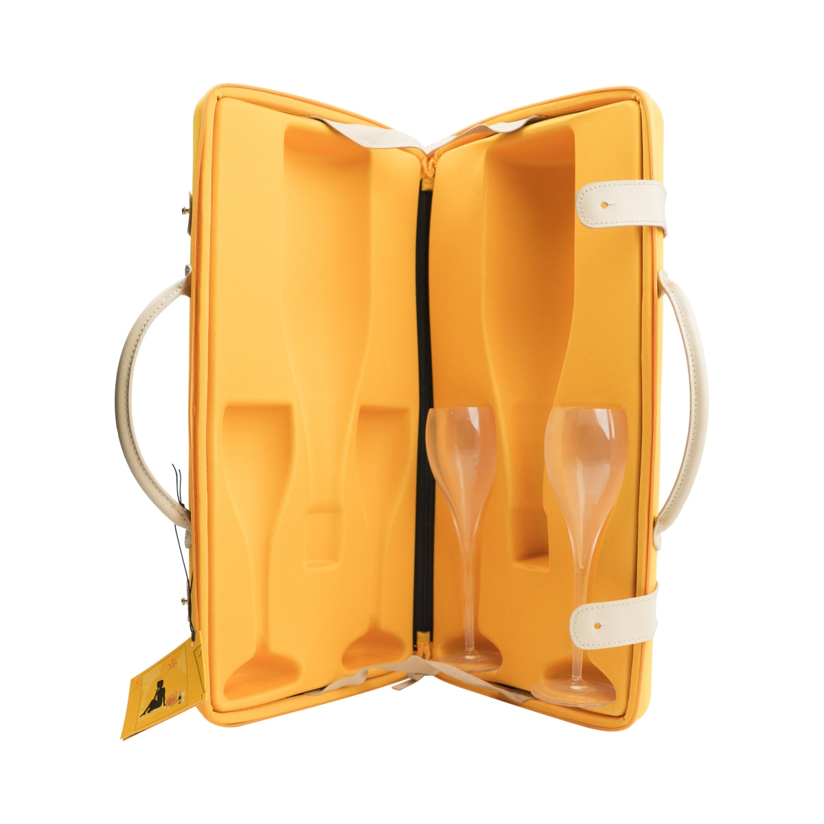 Veuve Cliquot Champagne Bag Traveler incl. 2 glasses Picnic Basket Set Orange – View 3