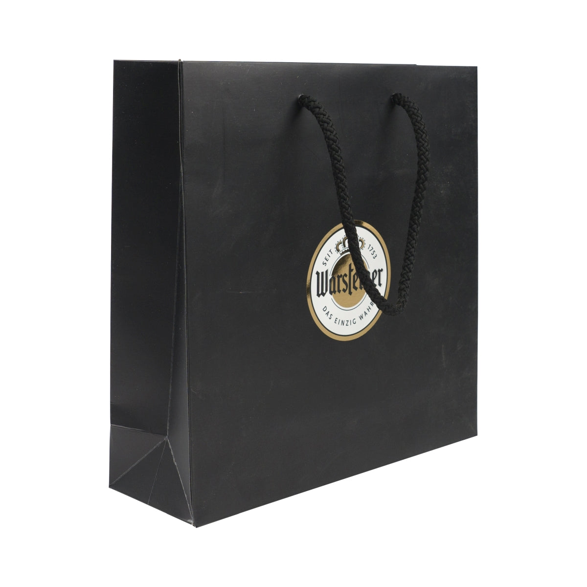 Warsteiner beer gift bag, carrier bag, shopping bag, black paper bag