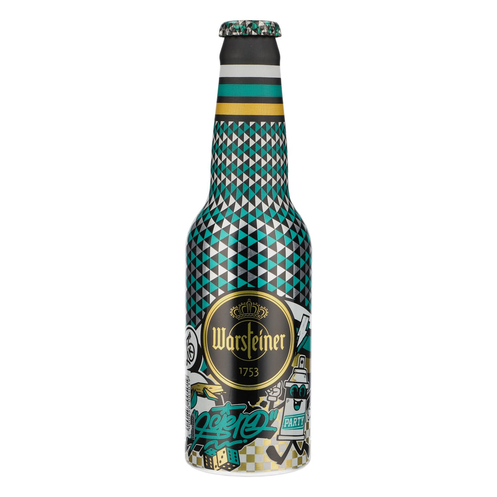 Warsteiner Beer Display Bottle 0.33 l Collector's Edition Checkered Green/Gold/Black
