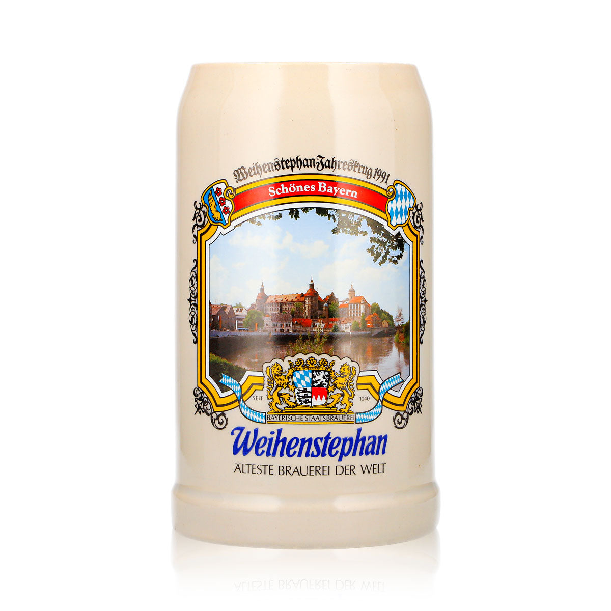 Weihenstephan Beer Glass, Clay Jug, Maß Jug, Annual Jug 1991, Clay Beer Mug, Seidel – View 2