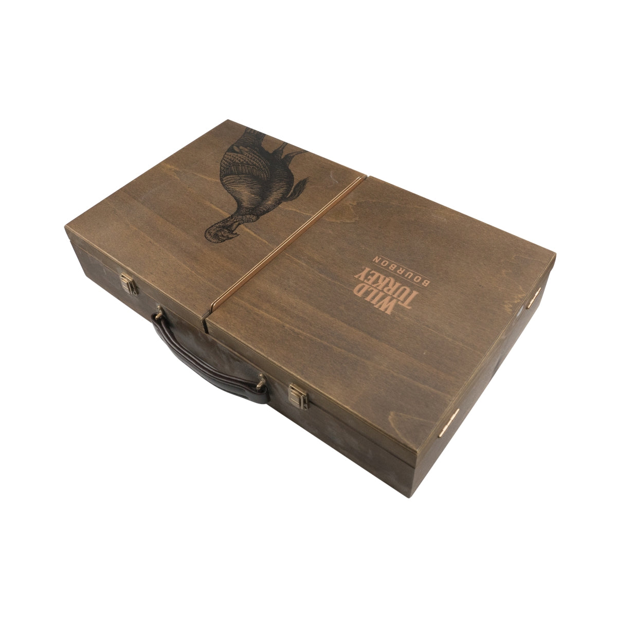 Wild Turkey Whiskey Set Wooden Box Gift Set Home Bar Bartender Scotch Collector – View 2
