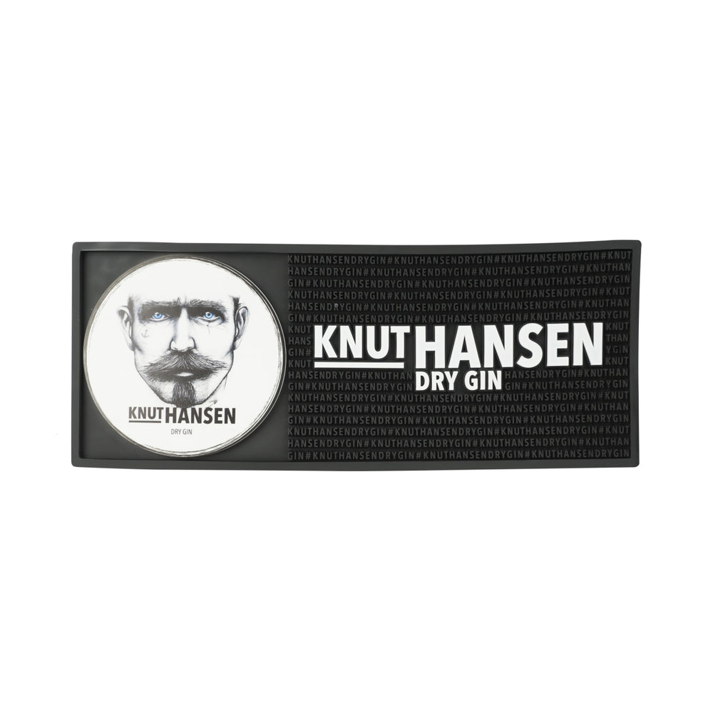 XL Knut Hansen Gin Bar Mat Rubber Black 50x20cm Runner Glasses Draining Mat