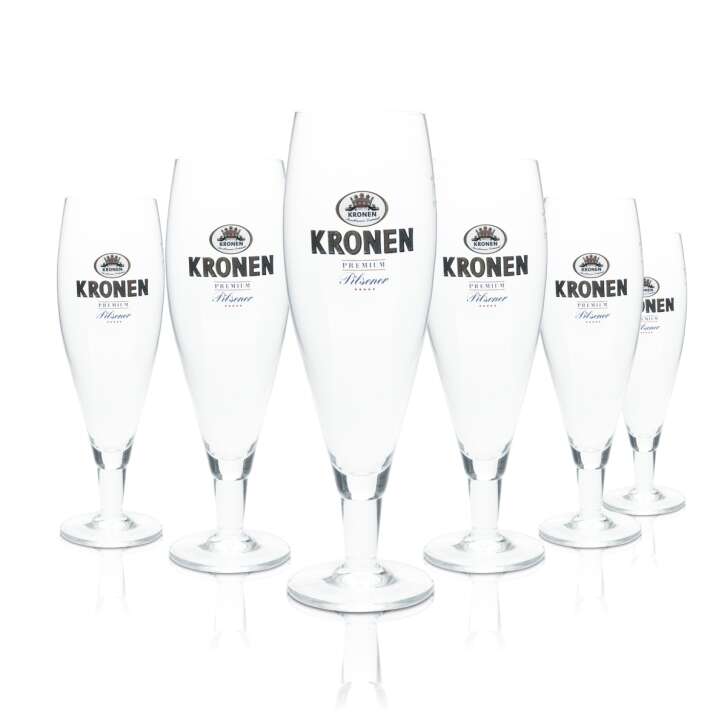 6x Kronen Glass 0.4l Beer Goblet Tulip Cup Glasses Gastro Bar Pub Dortmund
