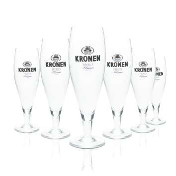 6x Kronen Glass 0.4l Beer Goblet Tulip Cup Glasses Gastro...