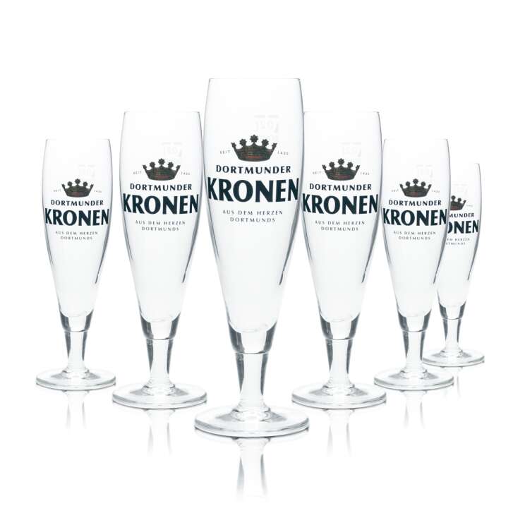 6x Kronen Glass 0.2l Beer Goblet Tulip Cup Glasses Gastro Bar Pub Dortmund