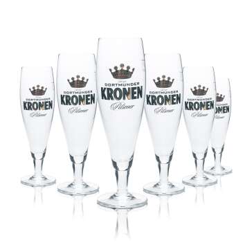 6x Kronen beer glass 0.25l goblet tulip glasses Pilsener...